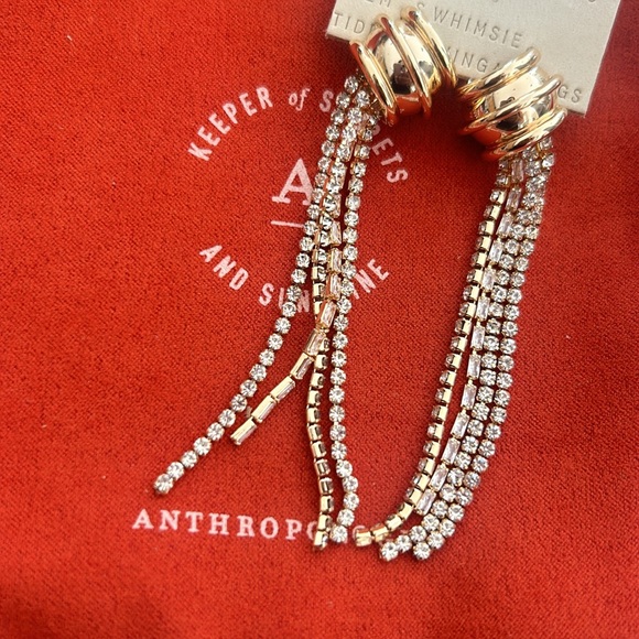 New 14k gold CRYSTAL CHAIN DROP
EARRINGS - Picture 3 of 4